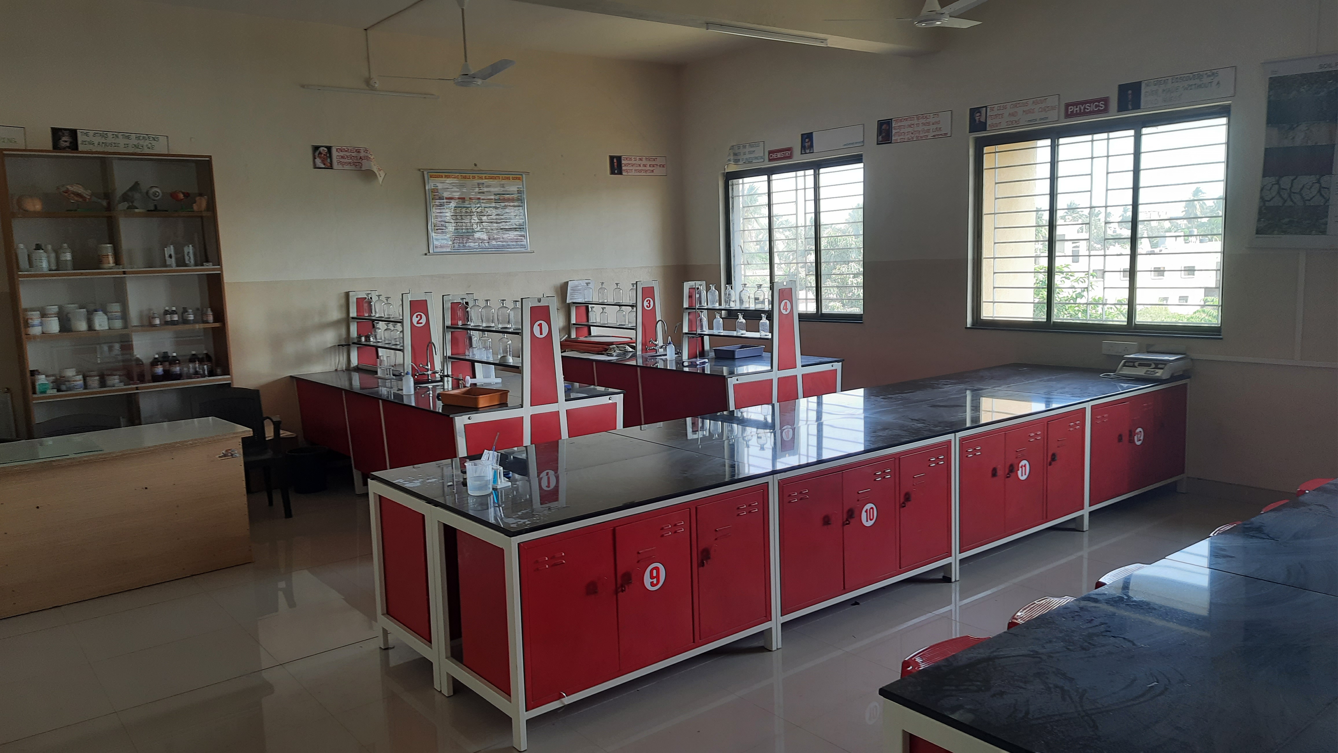 A teacher demonstrating an experiment in the science lab